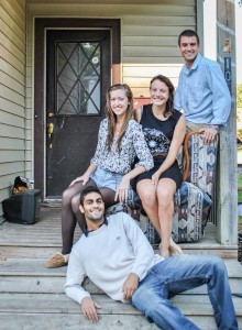 Omeed Kashef, Rebecca Moreland, Hannah Safter and Jerry Brown take it easy at Trapp Haus. Photo by Parker Van Nostrand.
