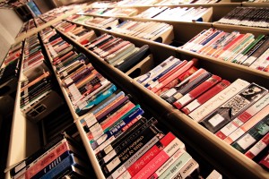 Books in Burling Library. Photo by Aaron Juarez.