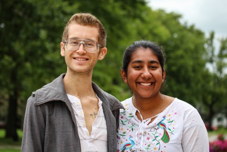 Anthony Wenndt ’15 and Pearl Sawhney ‘16 conducted research concerning world hunger. Photo by Tela Ebersole