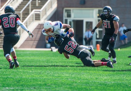 David Ternes ’15 set the school record for most sacks in a game. Photo by John Brady. 