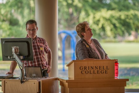 GrinnellShare is officially introduced as the College’s first official intranet service in JRC 101. Photo by Chris Lee.