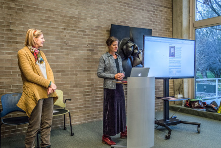 Baltzell ’83 and Johnson ’83 presented their work in Burling. Photo by Jun Taek Lee