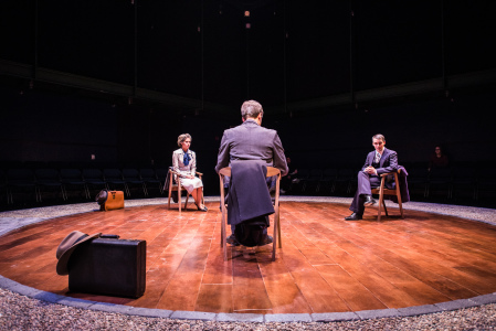 Ian Saderholm ’15, Scout Slava-Ross ’17 and Matt Steege ’17 perform onstage in Flanagan Studio Theatre. Photo by John Brady 