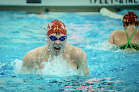 Ben Weideman ’15 and the men’s swimming and diving team hope to recapture the Midwest Conference title this year. Photo by Jun Taek Lee. 