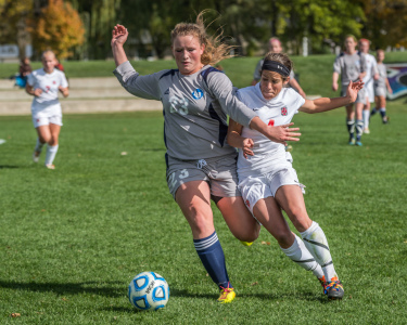 Carolyn Silverman ’17 scored the lone goal for the Pioneers against Ripon College last Saturday. Photo by John Brady. 