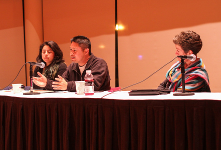 Prof. Albert Lacson, History, was part of the panel that led the discussion on economic diversity.  Photo by Aaron Juarez.