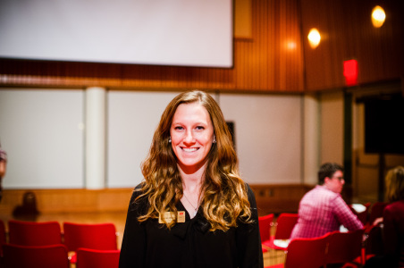 Sarah Burnell ’14 works  for the Conference Operations and Events. Photo by Shadman Asif. 