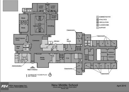 The new layout for the Grinnell Middle School would feature more space for teacher collaboration. Contributed photo. 