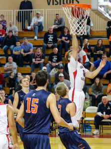 Matt Jasaitis ’18 dunks during Saturday’s game.  Photo by Sarah Trop