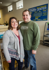 Cory and Alicia Blankenfeld run Total Choice Shipping and Printing in downtown Grinnell. Photo by Leina'ala Voss.