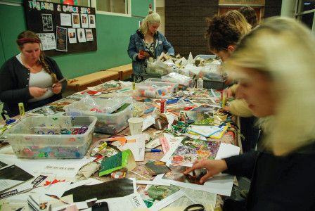 Students made crafts at the Heed the Senses event in Bucksbaum last week.  Photo by Mary Zheng