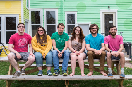 The residents of the Hidden Valley Ranch. Left to right: Stephen Gruber-Miller ’15, Emily Hackman ’16, Michael Riegsecker ’15, Becca Heller ’16, Max Mindock ’15 and Parker Van Nostrand ’15. Photo by Jun Taek Lee