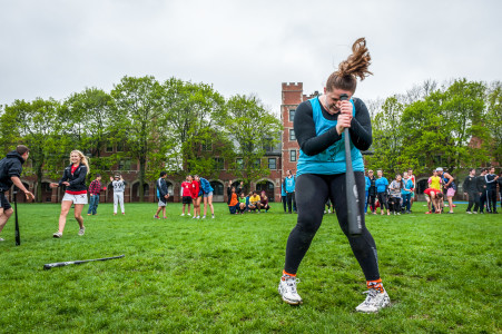 Allie Walker ’15 takes part in the Dizzy Bat relay.  Photo by Chris Lee