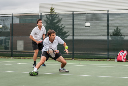 Elliott Czarnecki ’15 and Tommy Pitcher ’17 play versus Augustana College last weekend.  Photo by Chris Lee 