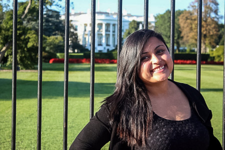 Ayala seated at the Champions of Change panel discussion in the White House