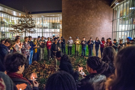 Students gathered for a silent vigil to commemorate recent attacks on Paris, Beirut and Baghdad. Photo by Jun Taek Lee