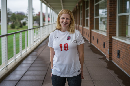 Ruby Barnard-Mayers ’16 has been a leader of the soccer team for the past four years. Photo by Jun Taek Lee