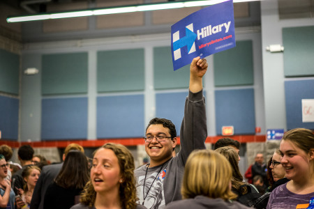 Caucus attendees sort themselves into preference groups at the 1st Ward Precinct. Photo by Jun Taek Lee