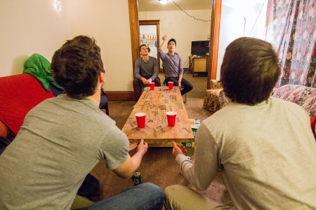 Unlike most drinking games, in beer die drinking and scoring are unrelated.  Photo by Misha Gelnarova