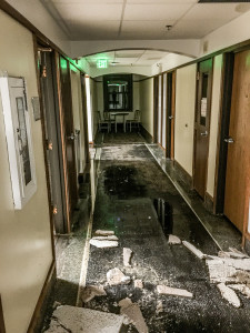 Dibble Hall flooded last Saturday, displacing students. 