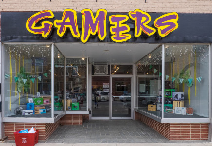 The Gamers storefront in downtown Grinnell. Photo by Takahiro Omura.