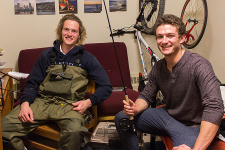 Stuart Hoegh ’17 and Jonathan Dowell ’18: comfortable, but far from any fishing waters. Photo by Sarah Ruiz.