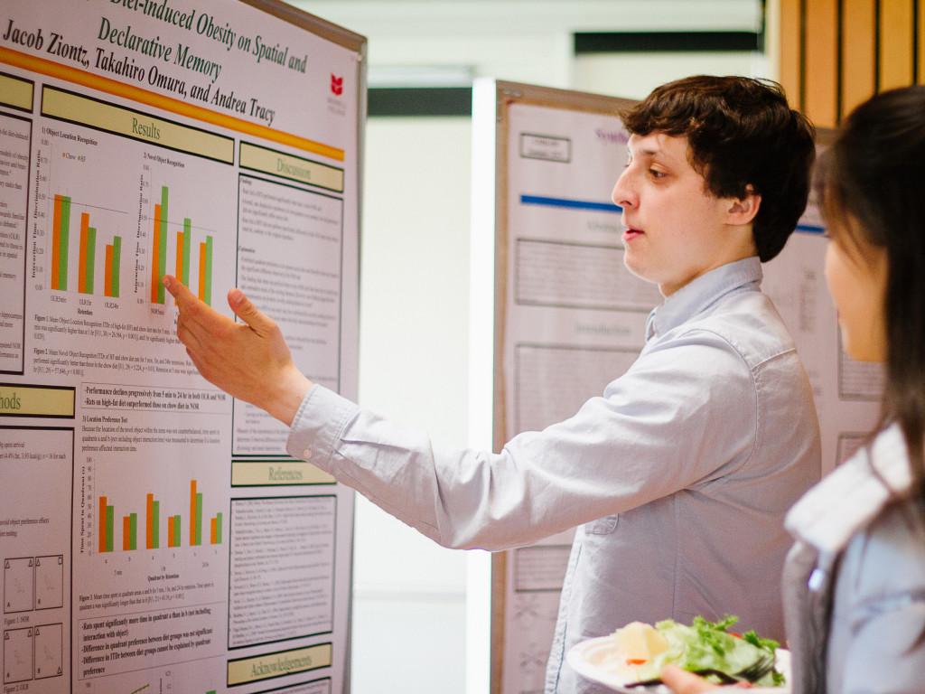 Jacob Ziontz ’16 presents his research as part of the symposium this week in the JRC. Photo by Hung Vuong 