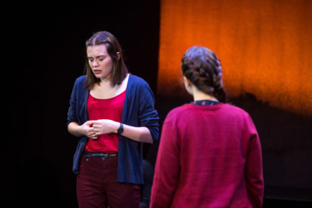 Amelia Darling '20 plays Jackie in the Theater Department's production of "Constellations" that opened this Thursday. Photo by Jeff Li. 