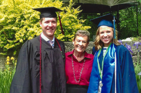 Judith Darrh '62 poses with grandson Tyler Anderson '16 for his graduation last year. Contributed photo. 