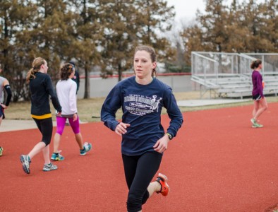 Sarah Burnell ’14 prepares for the outdoor season after her performance at Indoor Nationals. Photo by Shadman Asif. 